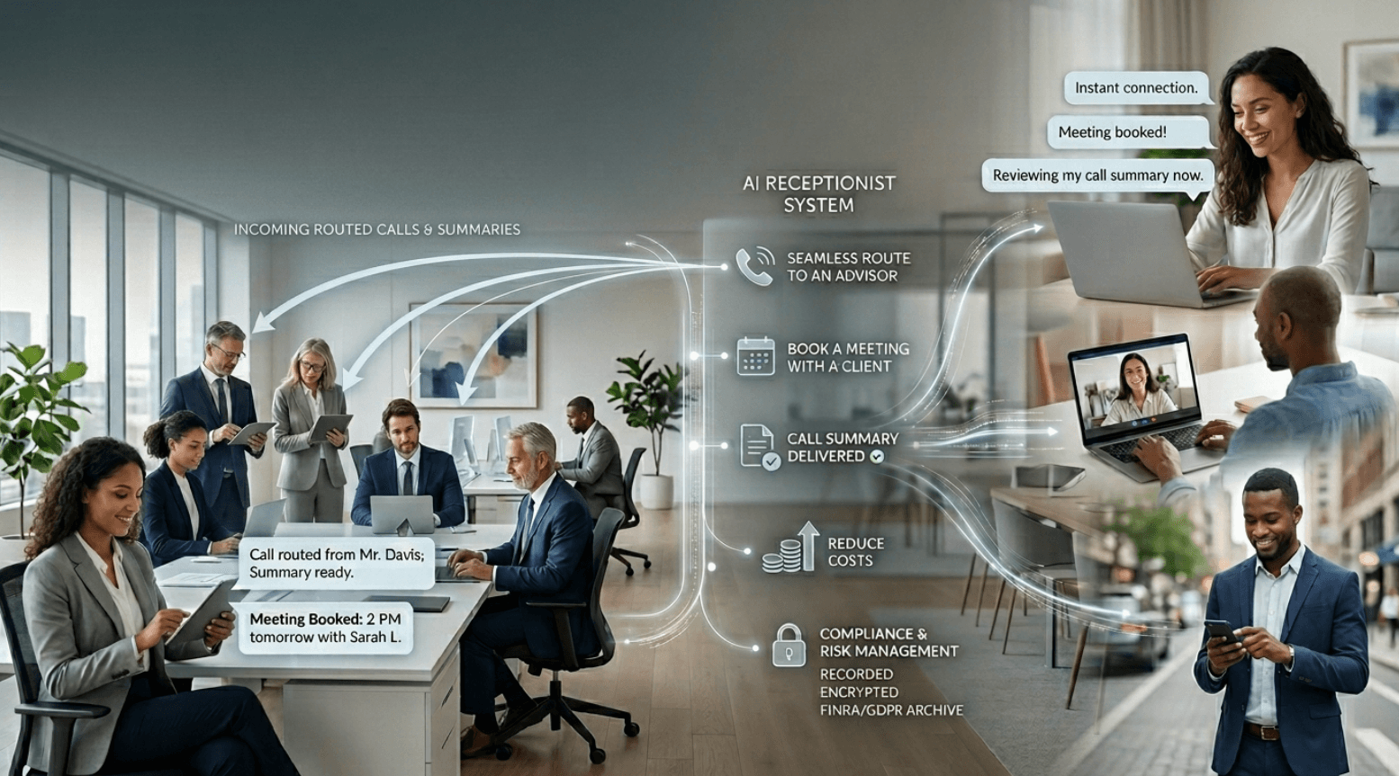 AI-powered client support interface on screen