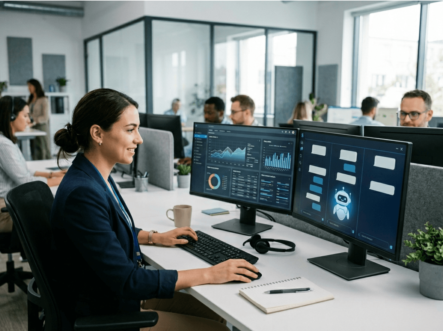 Analytics dashboard displayed on team monitor